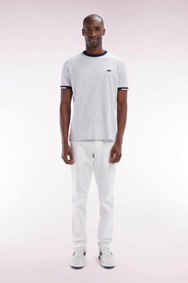 Pantalon Chino Sans Plis En Coton Stretch Blanc Coupe Droite Eden Park