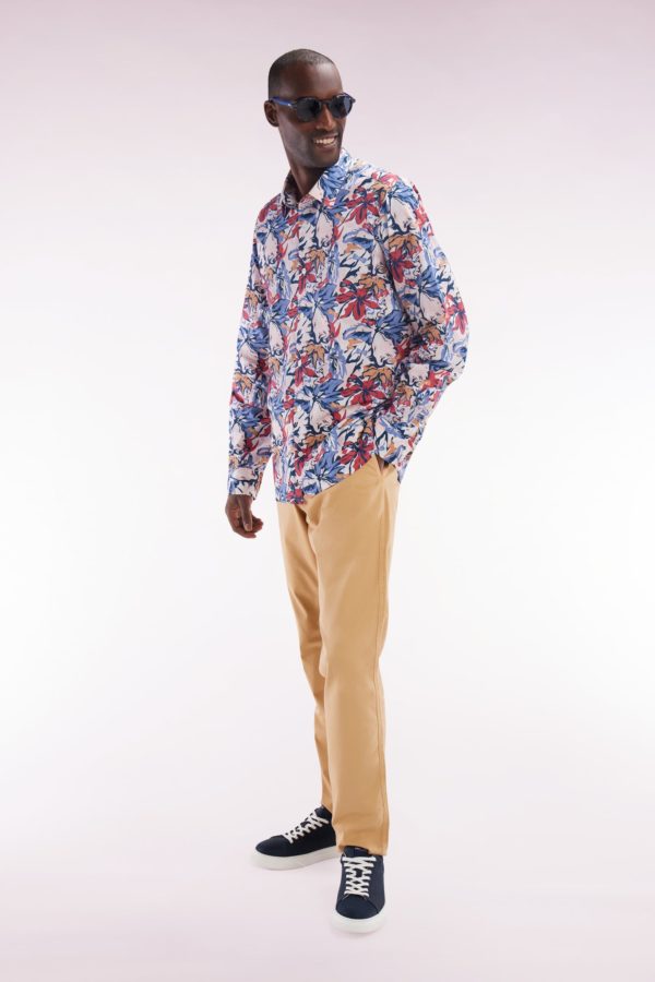 Pantalon Chino Sans Plis En Coton Stretch Camel Coupe Droite Eden Park – Image 2