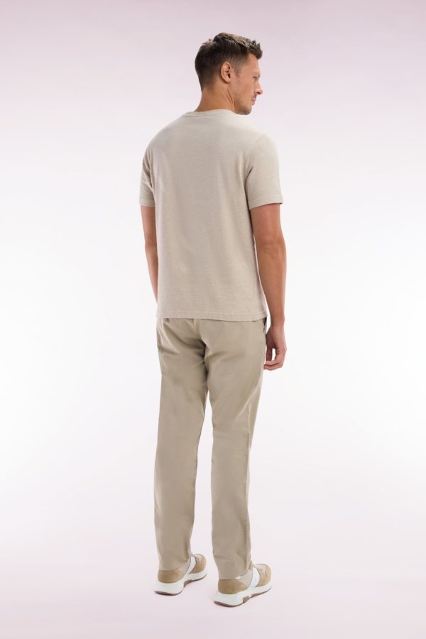 Pantalon Chino Sans Plis En Coton Stretch Beige Coupe Droite Eden Park – Image 3