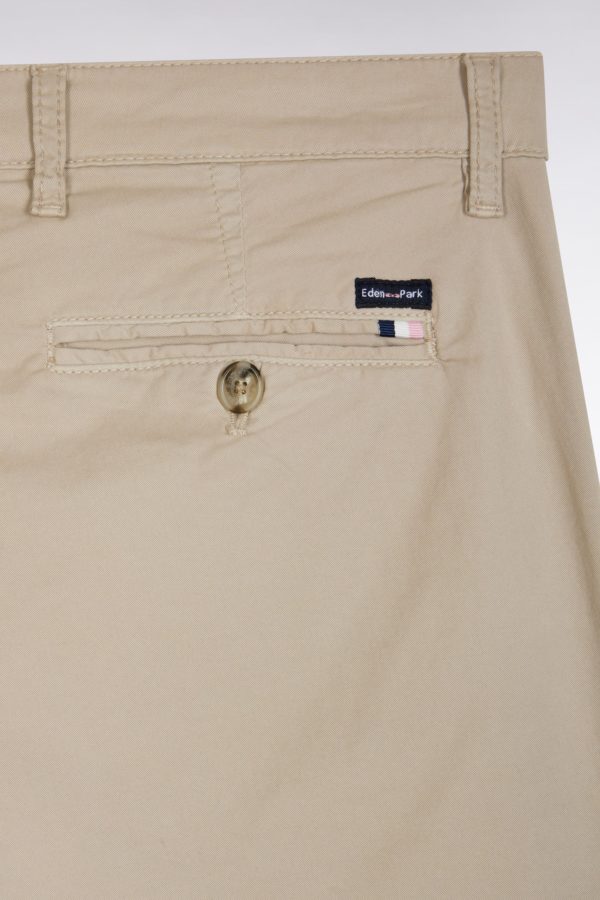 Pantalon Chino Sans Plis En Coton Stretch Beige Coupe Droite Eden Park – Image 4