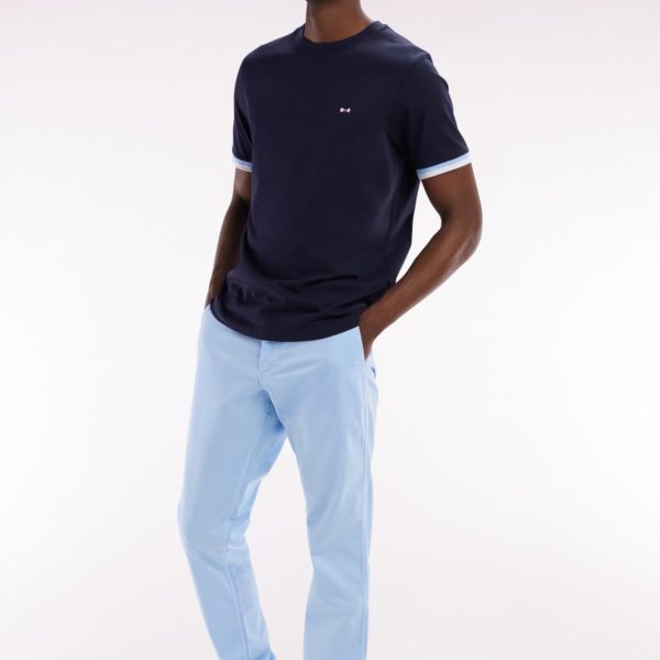 Pantalon Chino Sans Plis En Coton Stretch Gris Clair Coupe Droite Eden Park