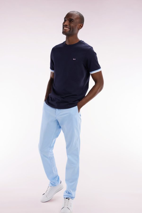 Pantalon Chino Sans Plis En Coton Stretch Gris Clair Coupe Droite Eden Park – Image 2