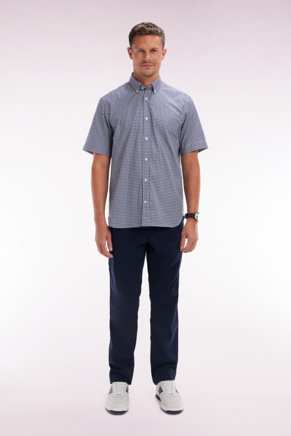 Pantalon Chino Sans Plis En Coton Stretch Marine Coupe Droite Eden Park