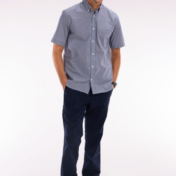Pantalon Chino Sans Plis En Coton Stretch Marine Coupe Droite Eden Park
