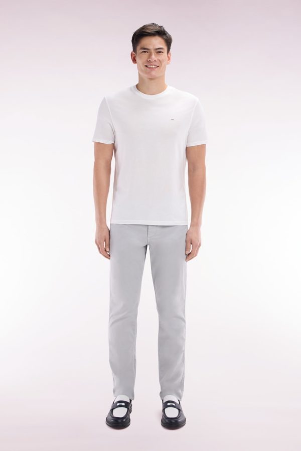 Pantalon Chino Sans Plis En Coton Stretch Gris Coupe Droite Eden Park