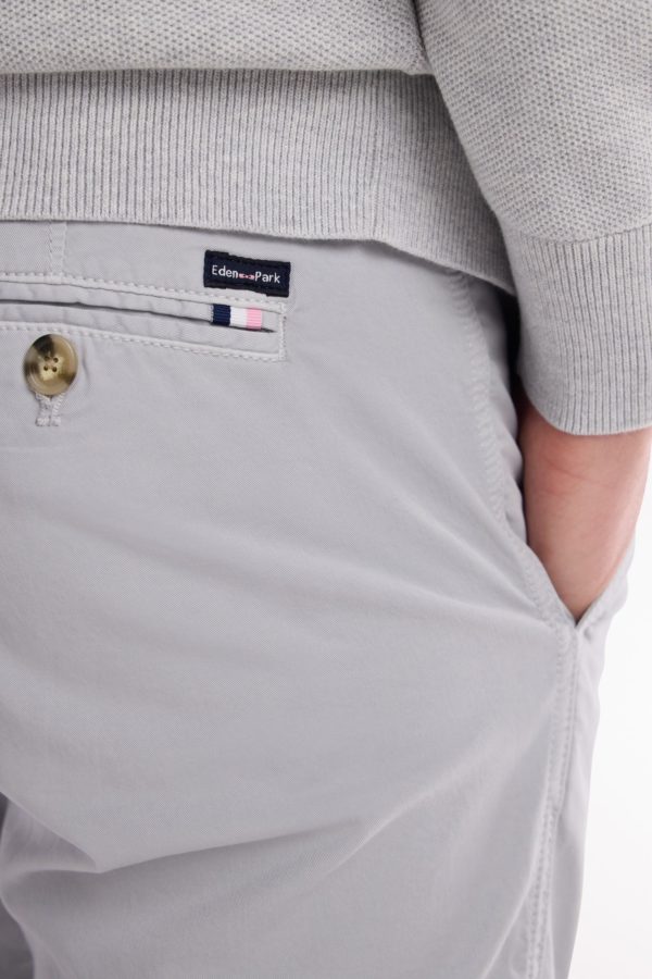 Pantalon Chino Sans Plis En Coton Stretch Gris Coupe Droite Eden Park – Image 2