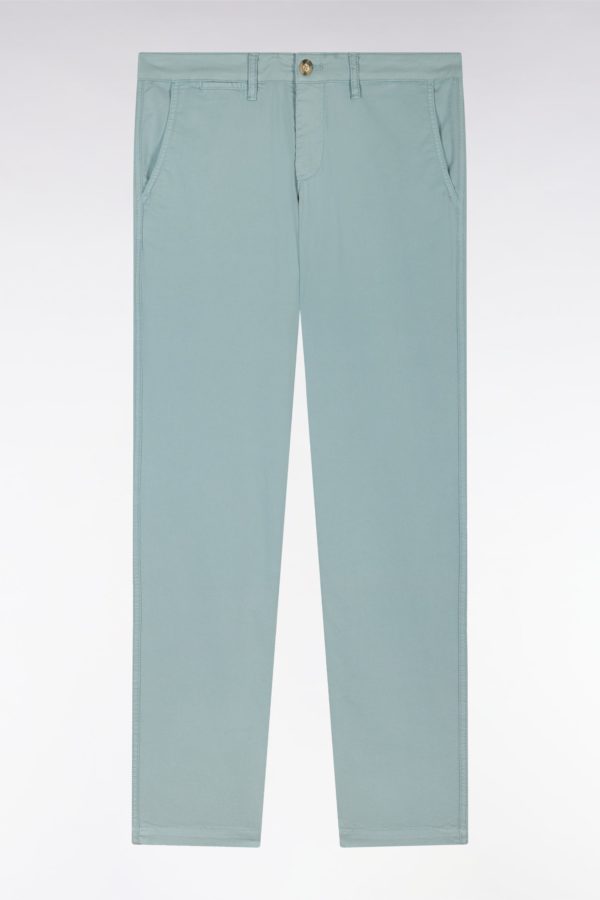 Pantalon Chino Sans Plis En Coton Stretch Gris Moyen Coupe Droite Eden Park