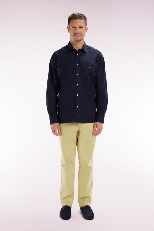 Pantalon Chino Sans Plis En Coton Stretch Ivoire Coupe Droite Eden Park