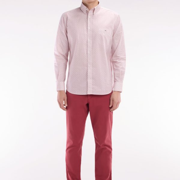 Pantalon Chino Sans Plis En Coton Stretch Rouge Coupe Droite Eden Park
