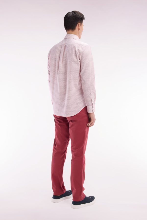 Pantalon Chino Sans Plis En Coton Stretch Rouge Coupe Droite Eden Park – Image 3