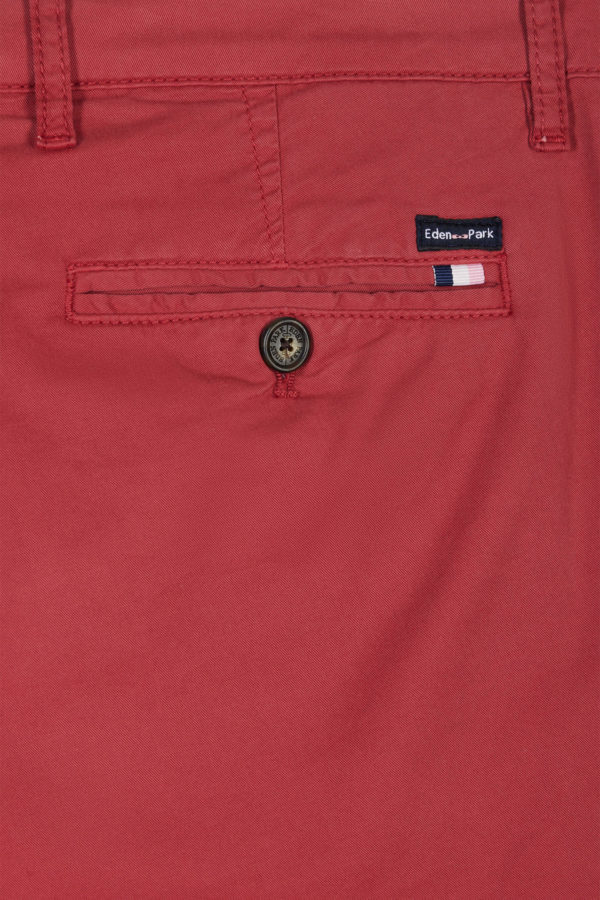 Pantalon Chino Sans Plis En Coton Stretch Rouge Coupe Droite Eden Park – Image 4