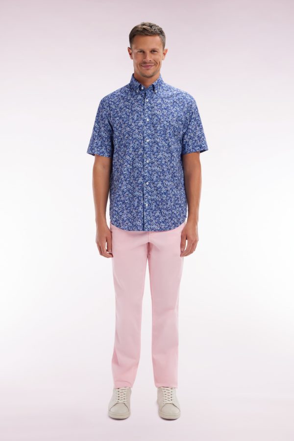 Pantalon Chino Sans Plis En Coton Stretch Rose Coupe Droite Eden Park