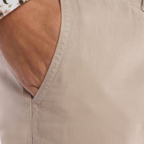Pantalon Chino Sans Pli En Coton Et Lin Stretch Beige Coupe Droite Eden Park