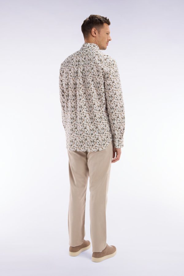 Pantalon Chino Sans Pli En Coton Et Lin Stretch Beige Coupe Droite Eden Park – Image 3