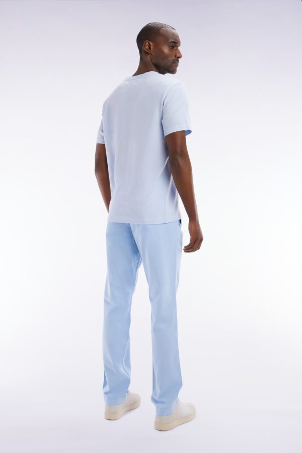Pantalon Chino Sans Pli En Coton Et Lin Stretch Bleu Ciel Coupe Droite Eden Park – Image 3