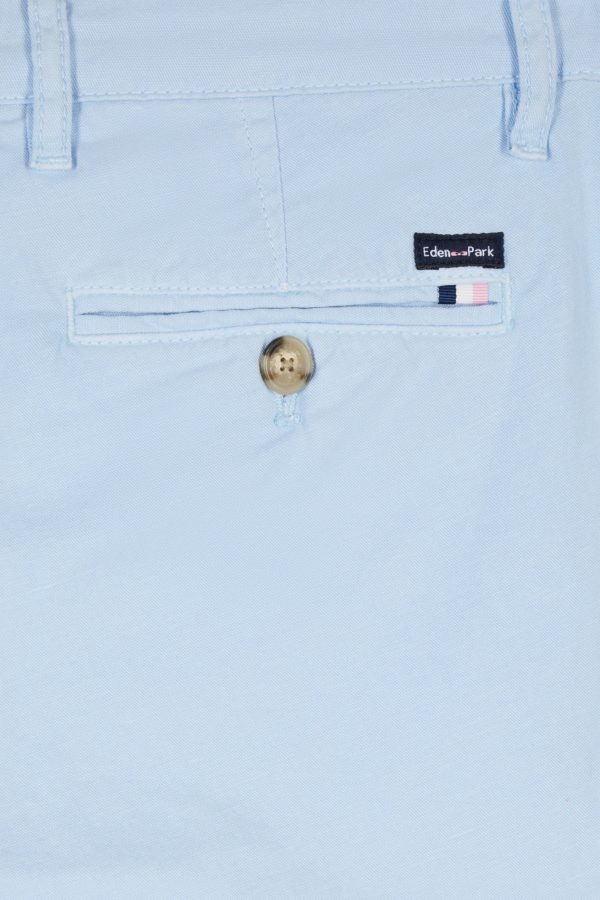 Pantalon Chino Sans Pli En Coton Et Lin Stretch Bleu Ciel Coupe Droite Eden Park – Image 5