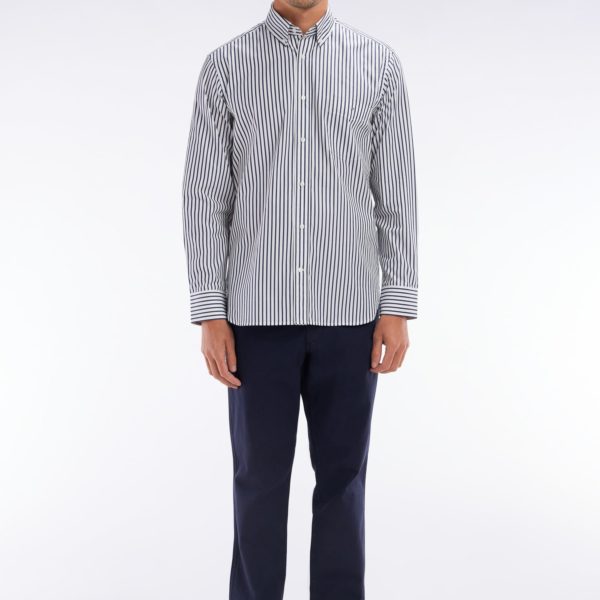 Pantalon Chino Sans Pli En Coton Et Lin Stretch Marine Coupe Droite Eden Park