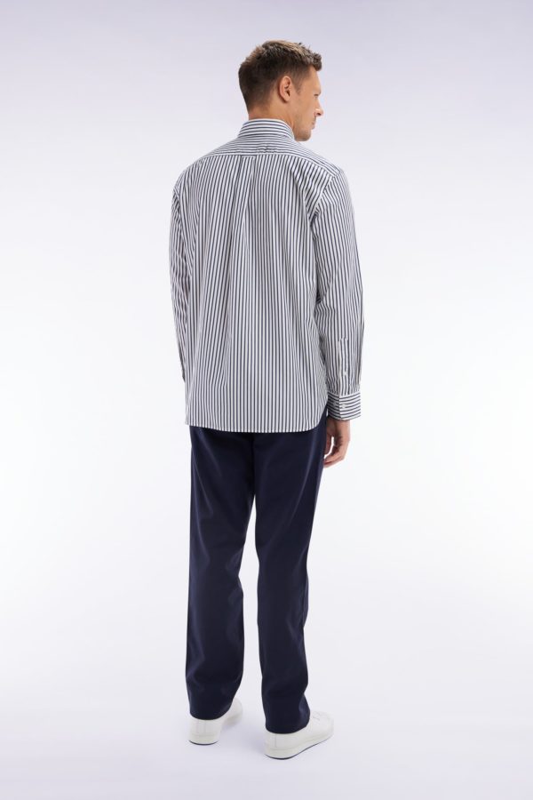 Pantalon Chino Sans Pli En Coton Et Lin Stretch Marine Coupe Droite Eden Park – Image 3