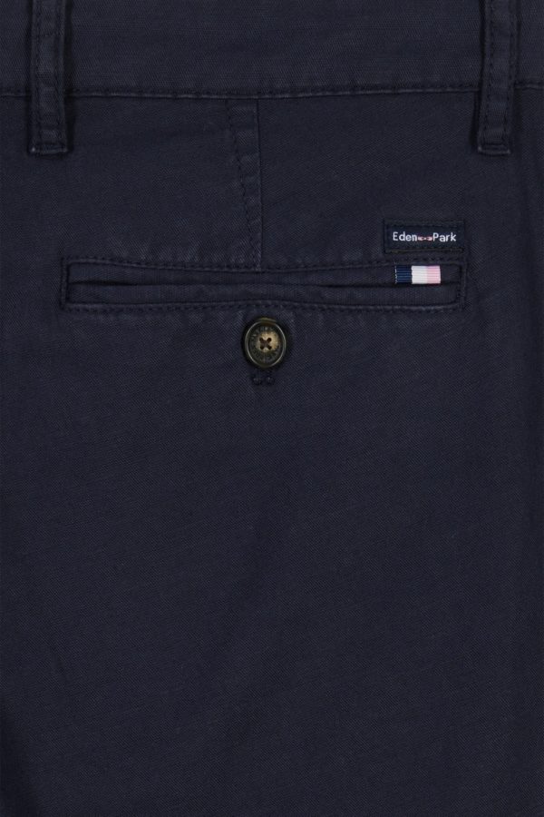 Pantalon Chino Sans Pli En Coton Et Lin Stretch Marine Coupe Droite Eden Park – Image 4