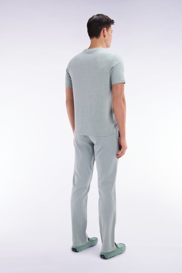 Pantalon Chino Sans Pli En Coton Et Lin Stretch Gris Moyen Coupe Droite Eden Park – Image 3