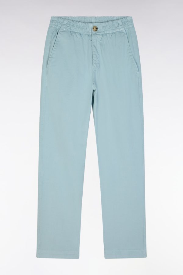 Pantalon Chino Sans Plis En Coton Stretch Vert D'eau Coupe Droite Eden Park