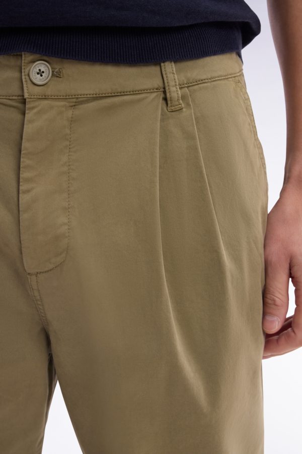 Pantalon Chino À Plis En Coton Stretch Kaki Coupe Droite Eden Park – Image 4