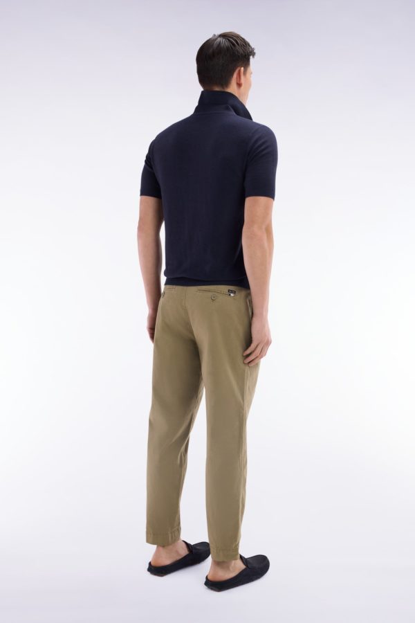 Pantalon Chino À Plis En Coton Stretch Kaki Coupe Droite Eden Park – Image 3