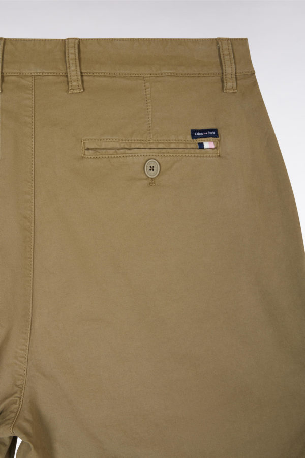 Pantalon Chino À Plis En Coton Stretch Kaki Coupe Droite Eden Park – Image 5