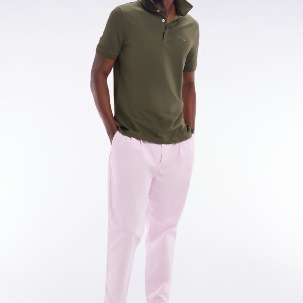 Pantalon Chino À Plis En Coton Stretch Rose Coupe Droite Eden Park