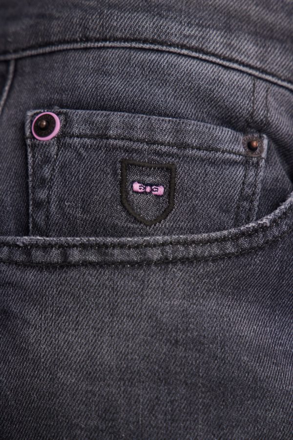 Jean 5 Poches En Denim Stretch Gris Anthracite Coupe Droite Eden Park - Image 3