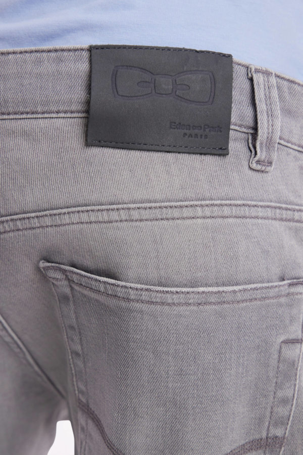Jean 5 Poches En Denim Stretch Gris Clair Stone Bleach Coupe Droite Eden Park – Image 3