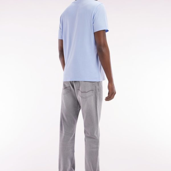 Jean 5 Poches En Denim Stretch Gris Clair Stone Bleach Coupe Droite Eden Park
