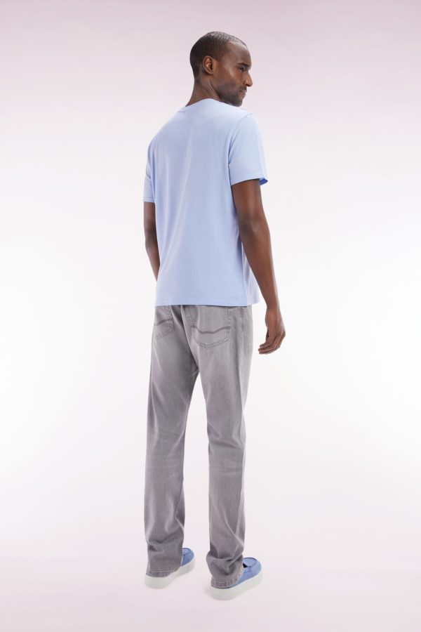 Jean 5 Poches En Denim Stretch Gris Clair Stone Bleach Coupe Droite Eden Park – Image 2