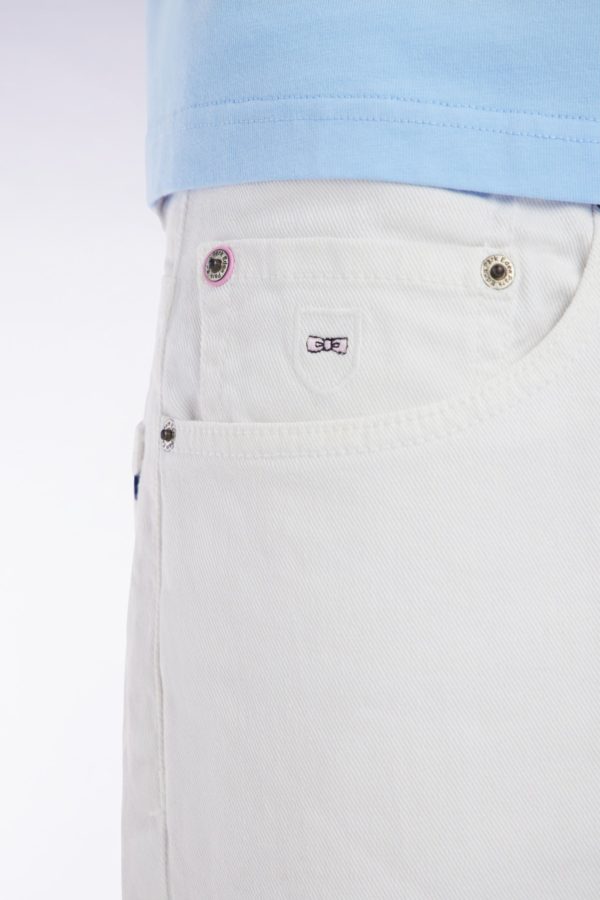 Jean 5 Poches En Denim Stretch Blanc Coupe Droite Eden Park – Image 4