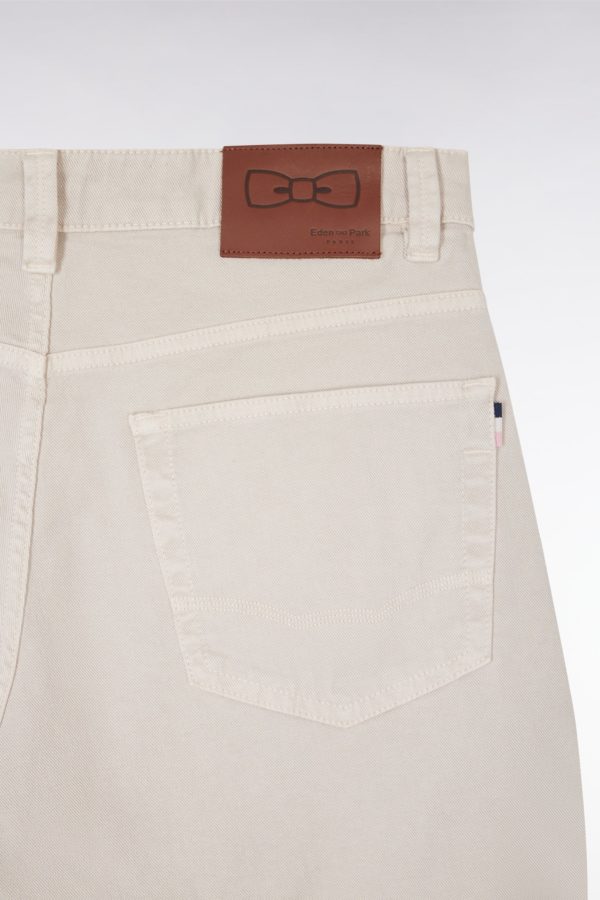 Jean 5 Poches En Denim Stretch Beige Coupe Droite Eden Park – Image 5