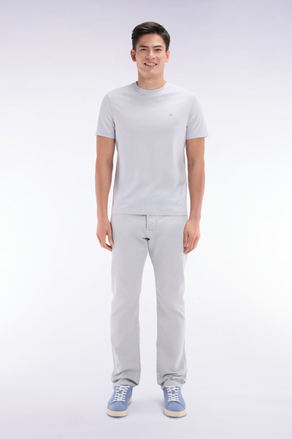 Jean 5 Poches En Denim Stretch Gris Clair Coupe Droite Eden Park
