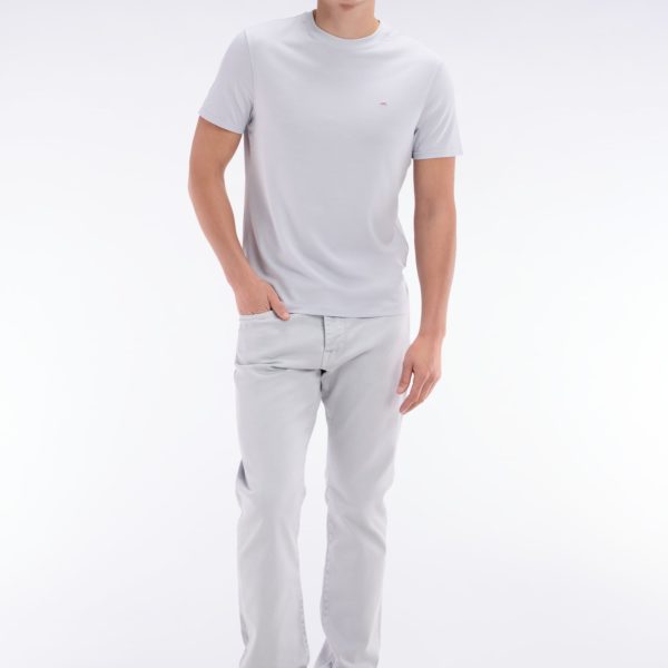 Jean 5 Poches En Denim Stretch Gris Clair Coupe Droite Eden Park