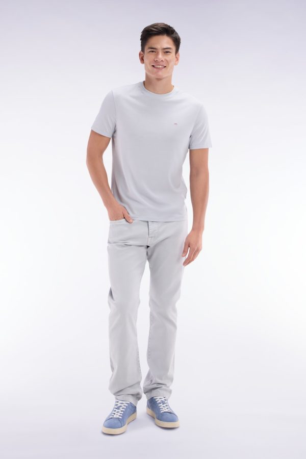 Jean 5 Poches En Denim Stretch Gris Clair Coupe Droite Eden Park – Image 2