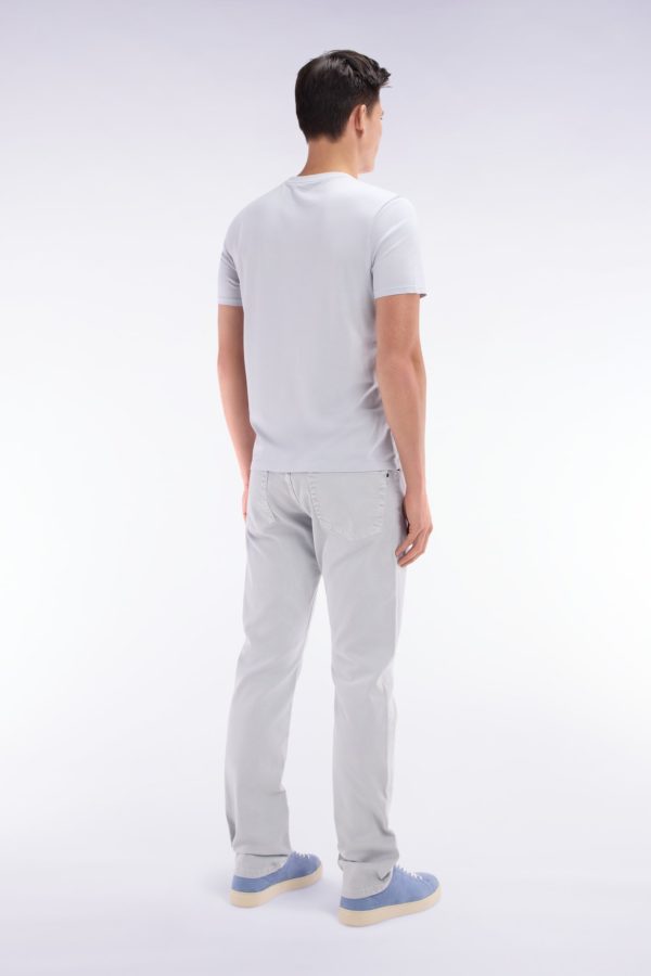 Jean 5 Poches En Denim Stretch Gris Clair Coupe Droite Eden Park – Image 3