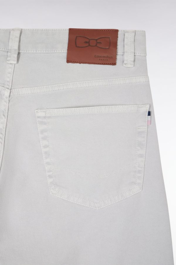 Jean 5 Poches En Denim Stretch Gris Clair Coupe Droite Eden Park – Image 4