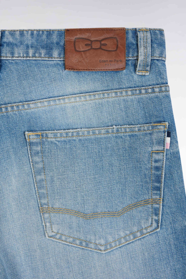 Jean 5 Poches En Denim Bleu Délavage Stone Bleach Coupe Regular Eden Park – Image 4