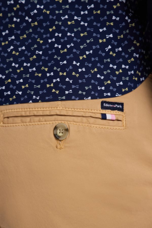 Bermuda Chino En Coton Stretch Camel Coupe Droite Eden Park – Image 4