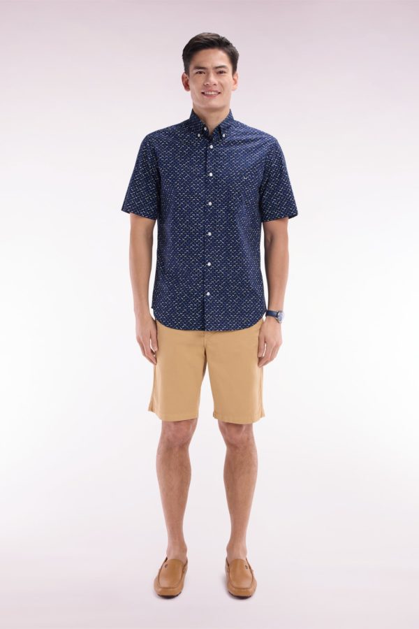 Bermuda Chino En Coton Stretch Camel Coupe Droite Eden Park