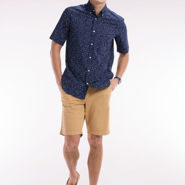 Bermuda Chino En Coton Stretch Camel Coupe Droite Eden Park