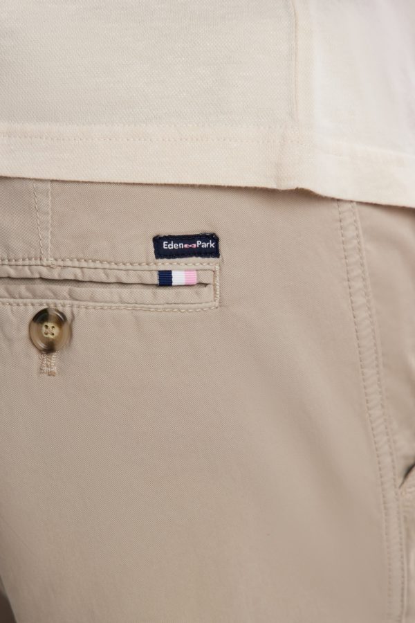 Bermuda Chino En Coton Stretch Beige Coupe Droite Eden Park – Image 3