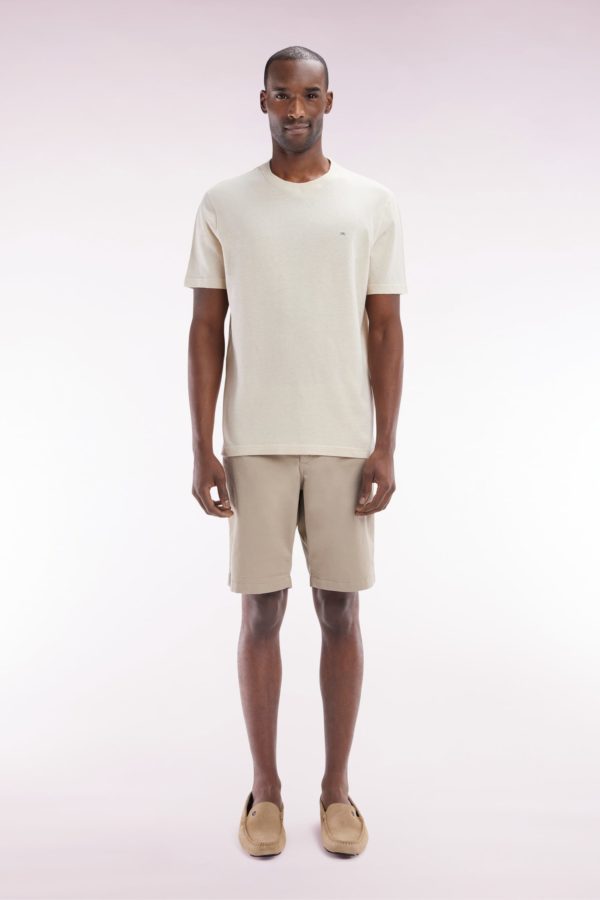 Bermuda Chino En Coton Stretch Beige Coupe Droite Eden Park