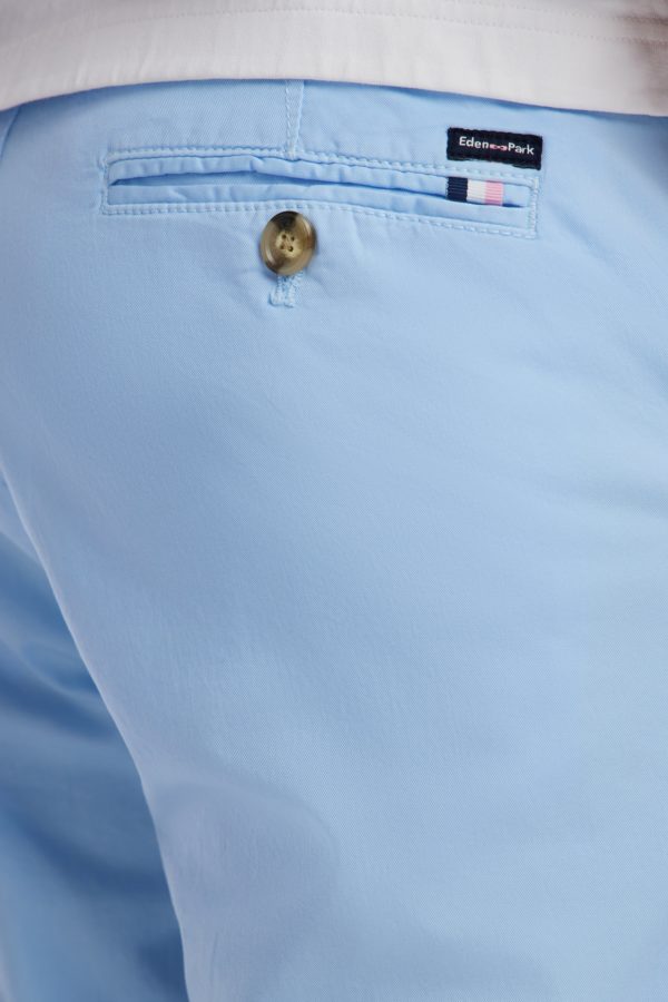 Bermuda Chino En Coton Stretch Bleu Ciel Coupe Droite Eden Park – Image 4