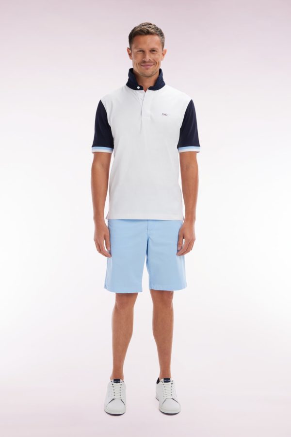 Bermuda Chino En Coton Stretch Bleu Ciel Coupe Droite Eden Park