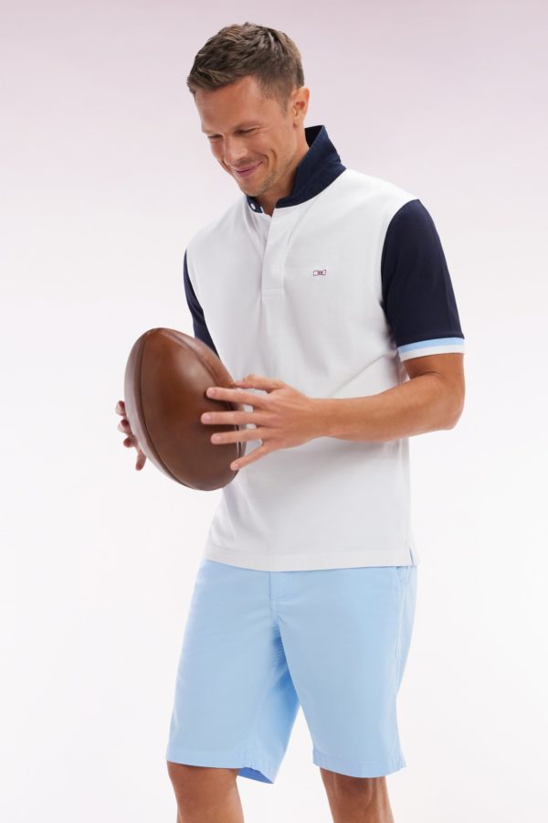 Bermuda Chino En Coton Stretch Bleu Ciel Coupe Droite Eden Park – Image 2