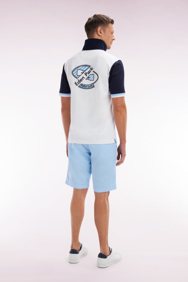 Bermuda Chino En Coton Stretch Bleu Ciel Coupe Droite Eden Park – Image 3